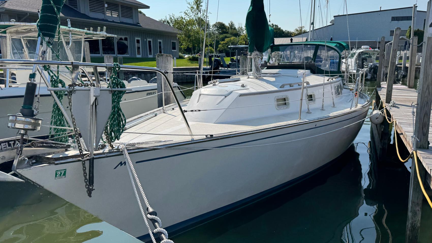 1982 Morgan 32 sloop in her slip at Lake Macatawa, Michigan